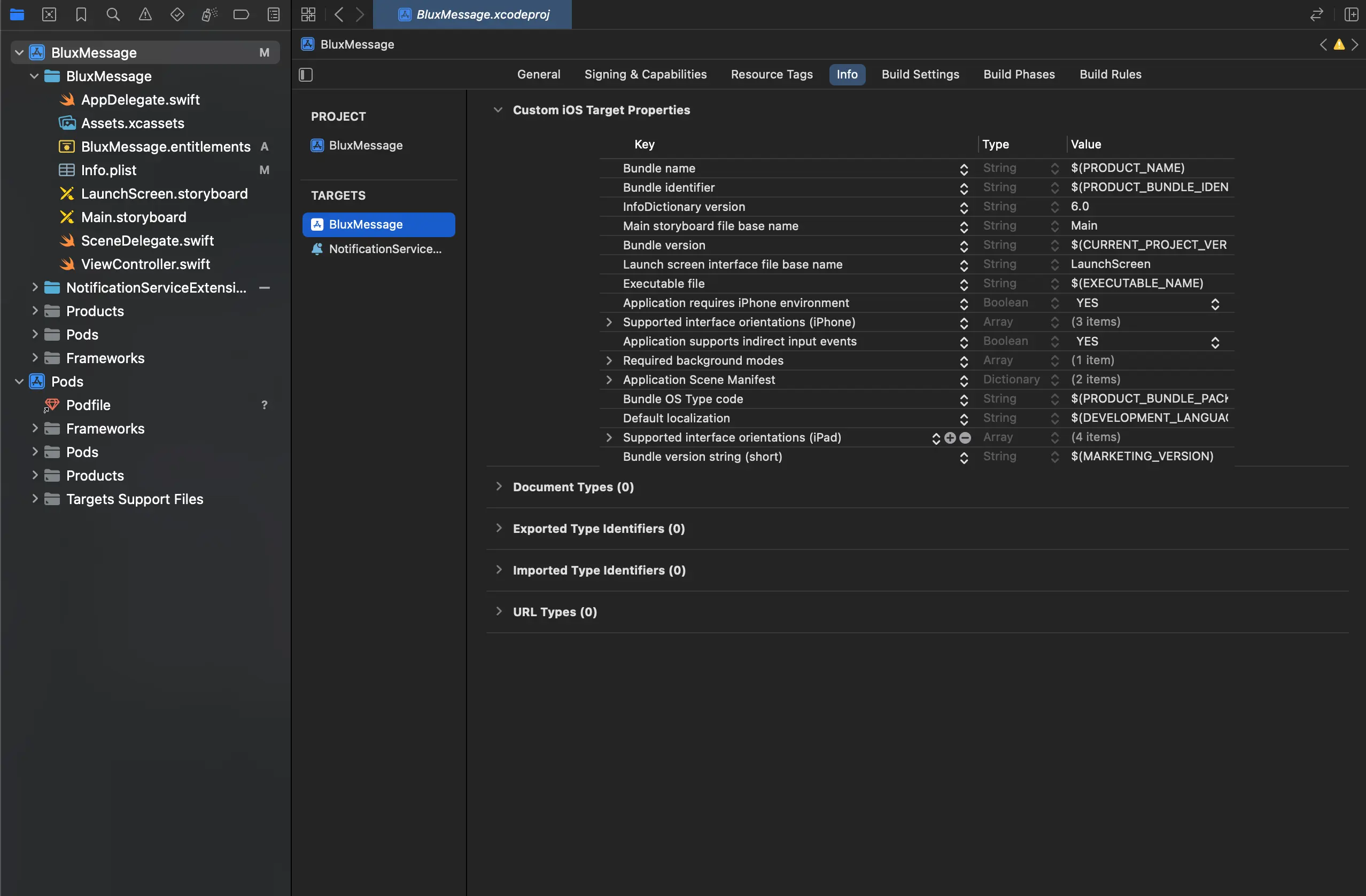 Custom iOS Target Properties