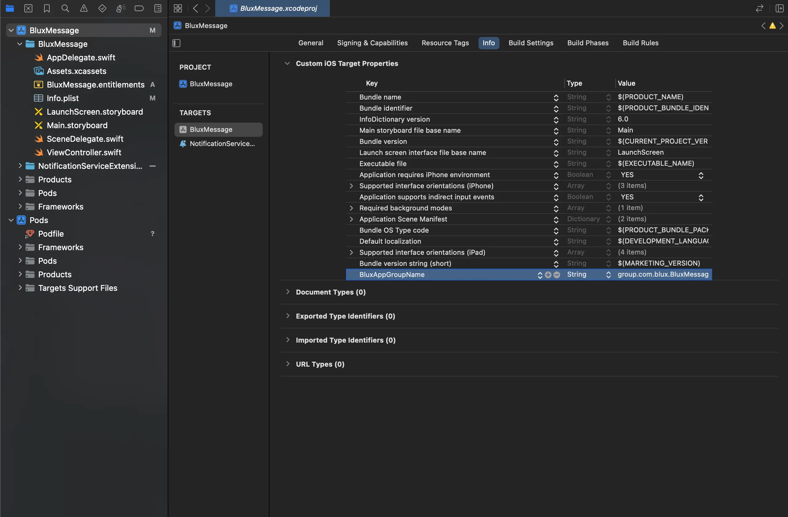 Custom iOS Target Properties